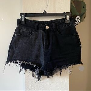 color block denim shorts